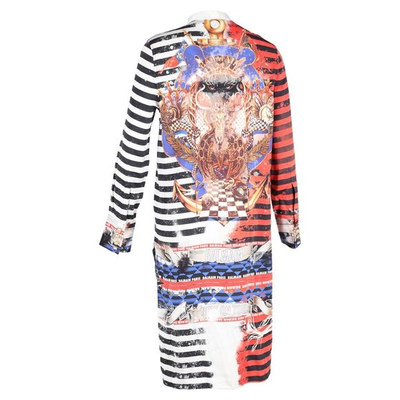 Balmain Striped Shirt in Red Silk - Picture 4 of 8